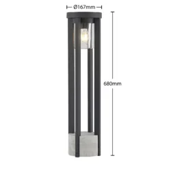 Bolardo luminoso Lucande Overa, gris, metal, 68 cm, IP44, E27