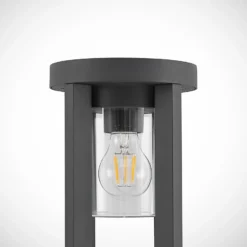 Bolardo luminoso Lucande Overa, gris, metal, 68 cm, IP44, E27