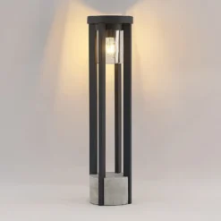 Bolardo luminoso Lucande Overa, gris, metal, 68 cm, IP44, E27
