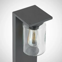 Bolardo luminoso Lucande Semka, 65 cm, antracita, cristal, aluminio