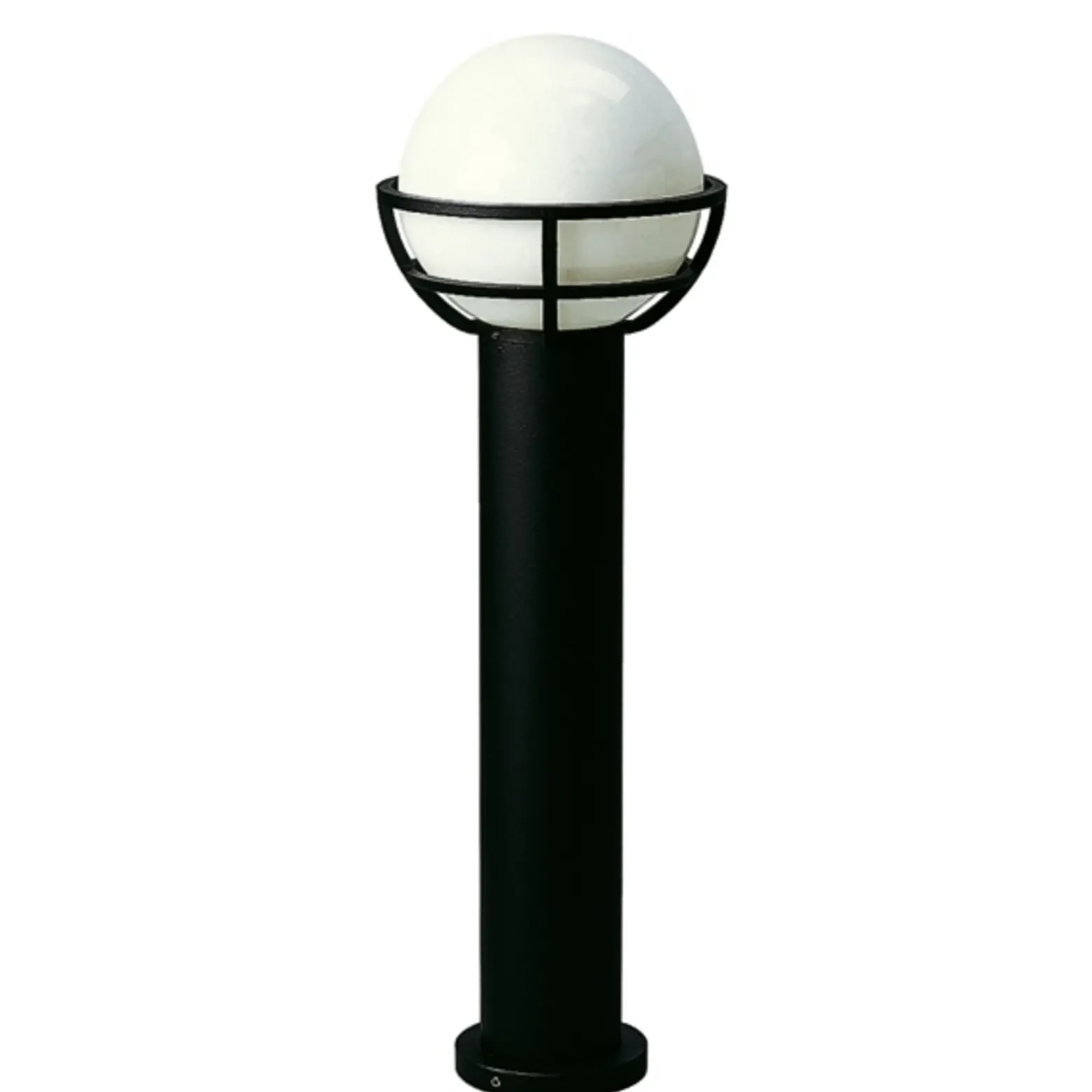 Bolardo luminoso negro, con vidrio opalino