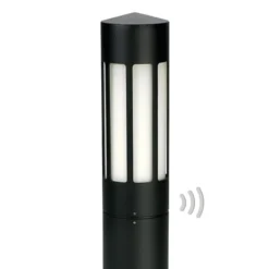 Bolardo luminoso 256 negro, detector de movimiento