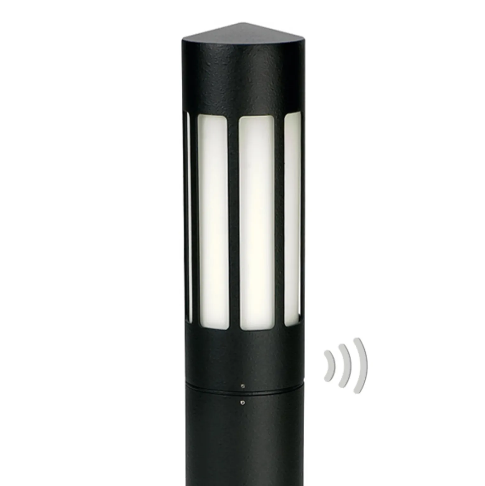 Bolardo luminoso 256 negro, detector de movimiento