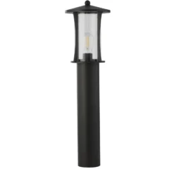 Bolardo luminoso Pagoda, IP44, negro, altura 73 cm, metal