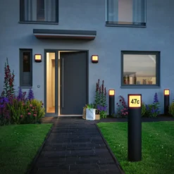 Bolardo luminoso Paulmann Padea con número de casa ZigBee