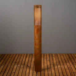 Bolardo luminoso Pistoia, color óxido, altura 95 cm, metal, IP54