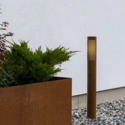 Bolardo luminoso Pistoia, color óxido, altura 95 cm, metal, IP54