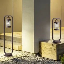 Bolardo luminoso SAMBESI, color óxido, altura 60 cm, metal, IP44