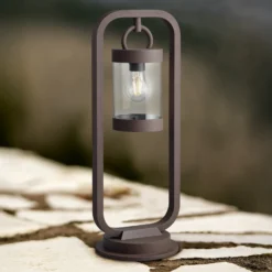 Bolardo luminoso SAMBESI, color óxido, altura 60 cm, metal, IP44