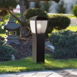 Bolardo luminoso Seattle, IP44, negro, altura 73 cm, metal