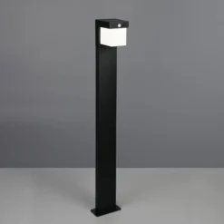 Bolardo luminoso solar Colombo, negro mate, metal, altura 100 cm