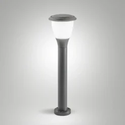 Bolardo luminoso Thiago, 60 cm, gris oscuro, metal, E27, IP65