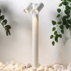 Bolardo luminoso Tulimar de PRIOS, 2 luces, 60 cm, blanca, IP65