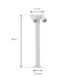 Bolardo luminoso Tulimar de PRIOS, 2 luces, 60 cm, blanca, IP65