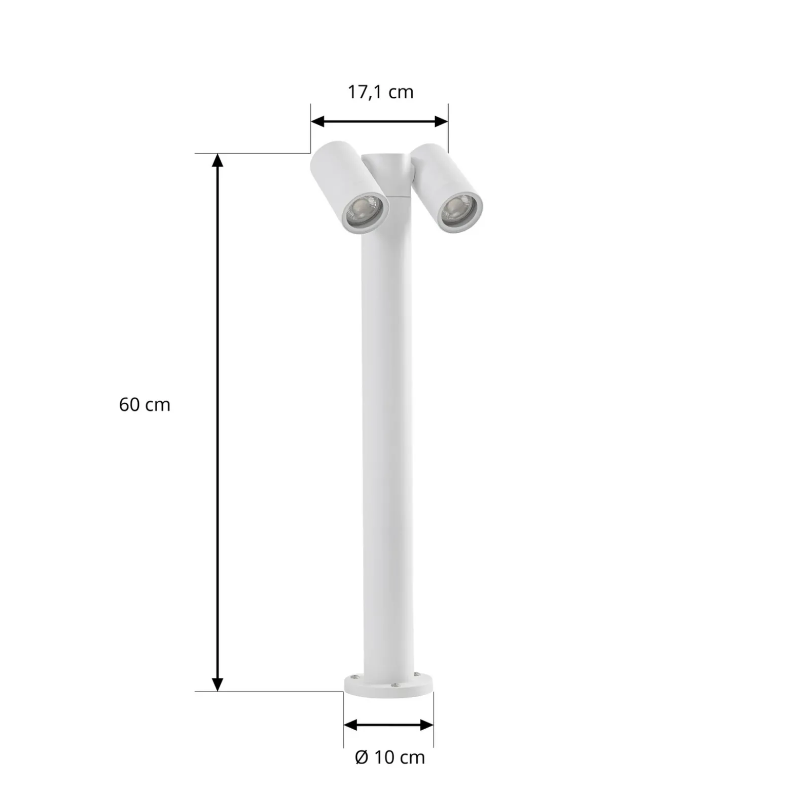 Bolardo luminoso Tulimar de PRIOS, 2 luces, 60 cm, blanca, IP65