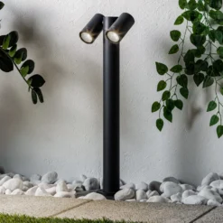 Bolardo luminoso Tulimar de Prios, 2 luces, 60 cm, metal, IP65