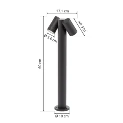 Bolardo luminoso Tulimar de Prios, 2 luces, 60 cm, metal, IP65
