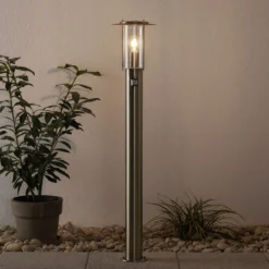 Bolardo luminoso York, acero inoxidable, detector de movimiento, IP44