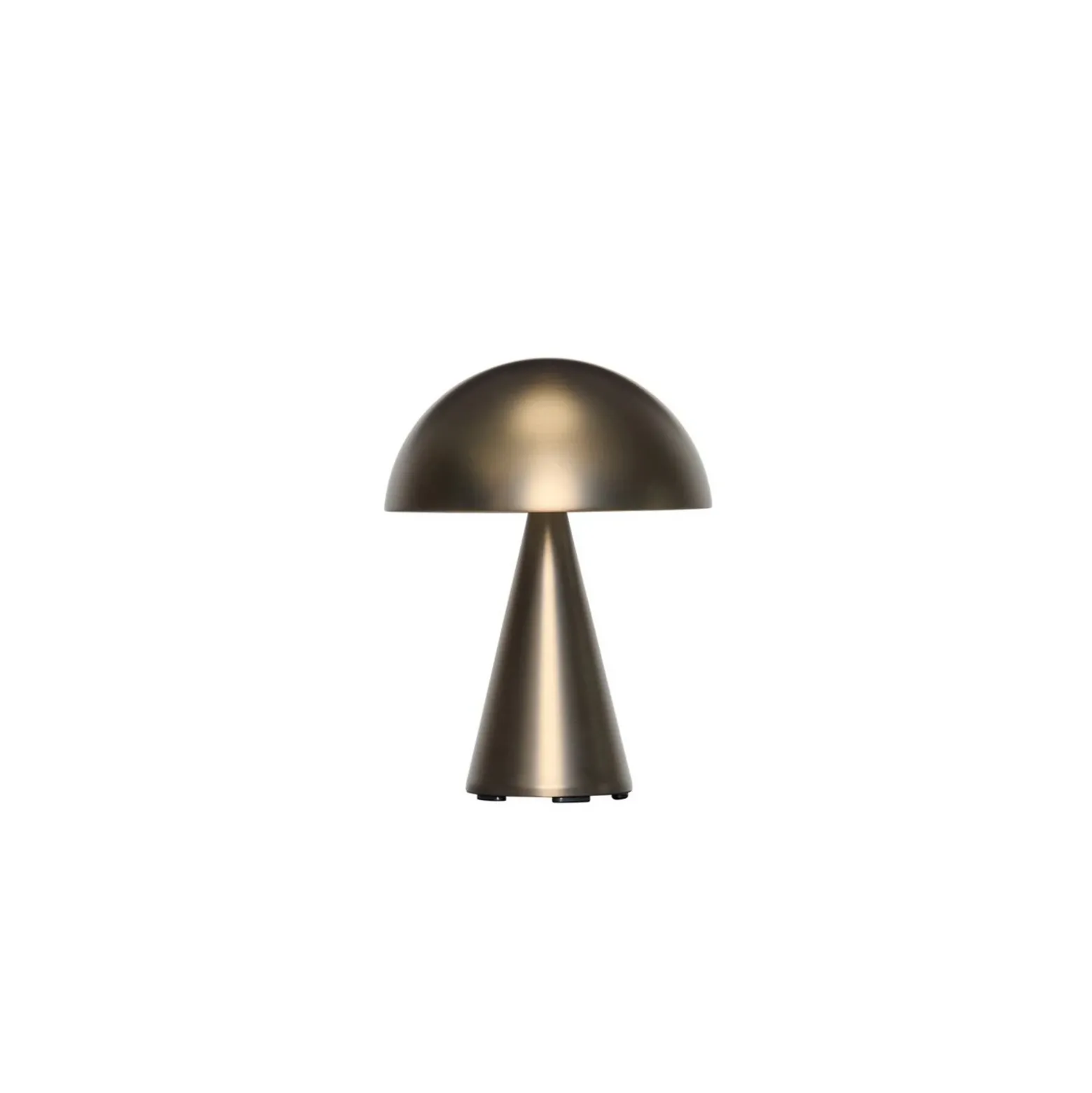 Bonita lámpara de mesa LED recargable Mush, latón bruñido, altura 20 cm