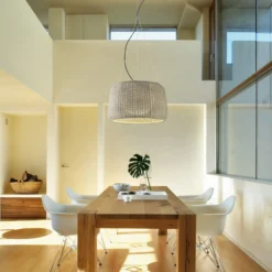 Bover lámpara colgante exterior LED Fora 90, blanco natural/beige