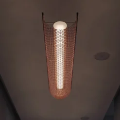 Bover lámpara colgante LED Nans Balis S/140, marrón/rojo, 140 cm