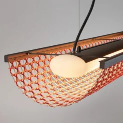 Bover lámpara colgante LED Nans Balis S/140, marrón/rojo, 140 cm