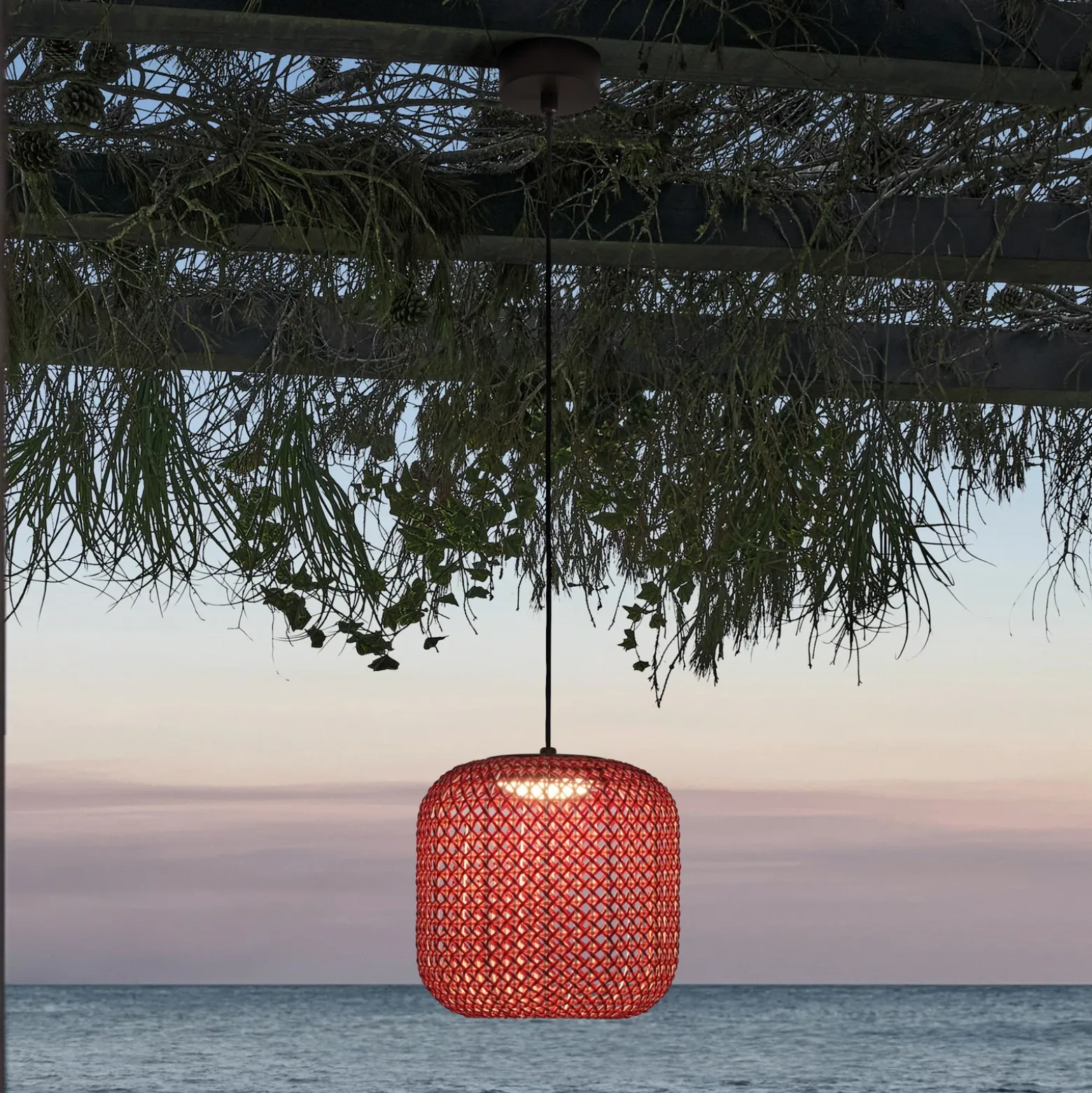 Bover Nans S/21 lámpara colgante exterior LED, rojo
