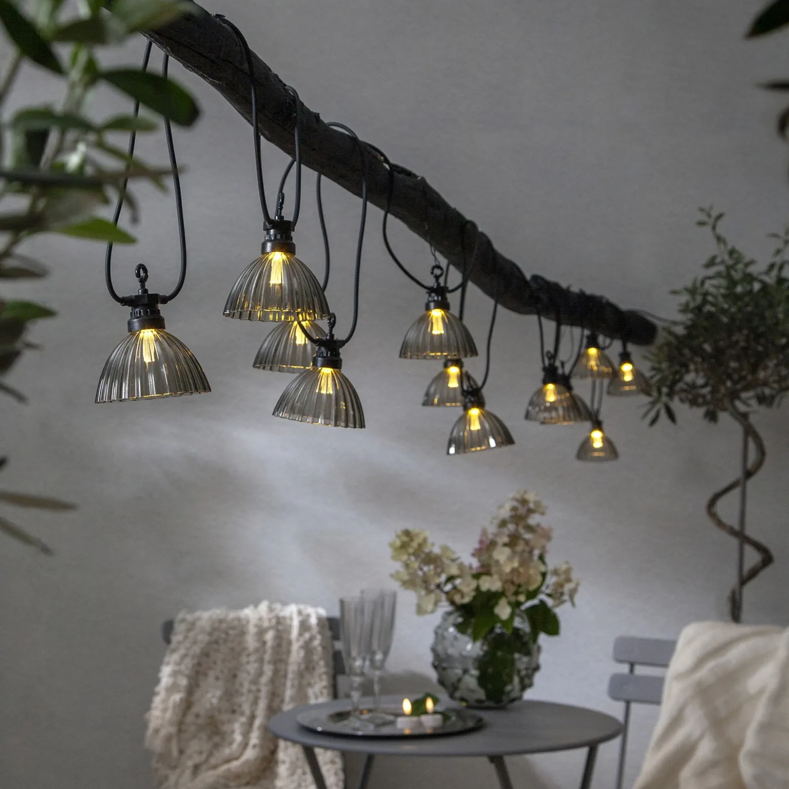 Cadena de luces LED Circus Shade 12 pantallas gris