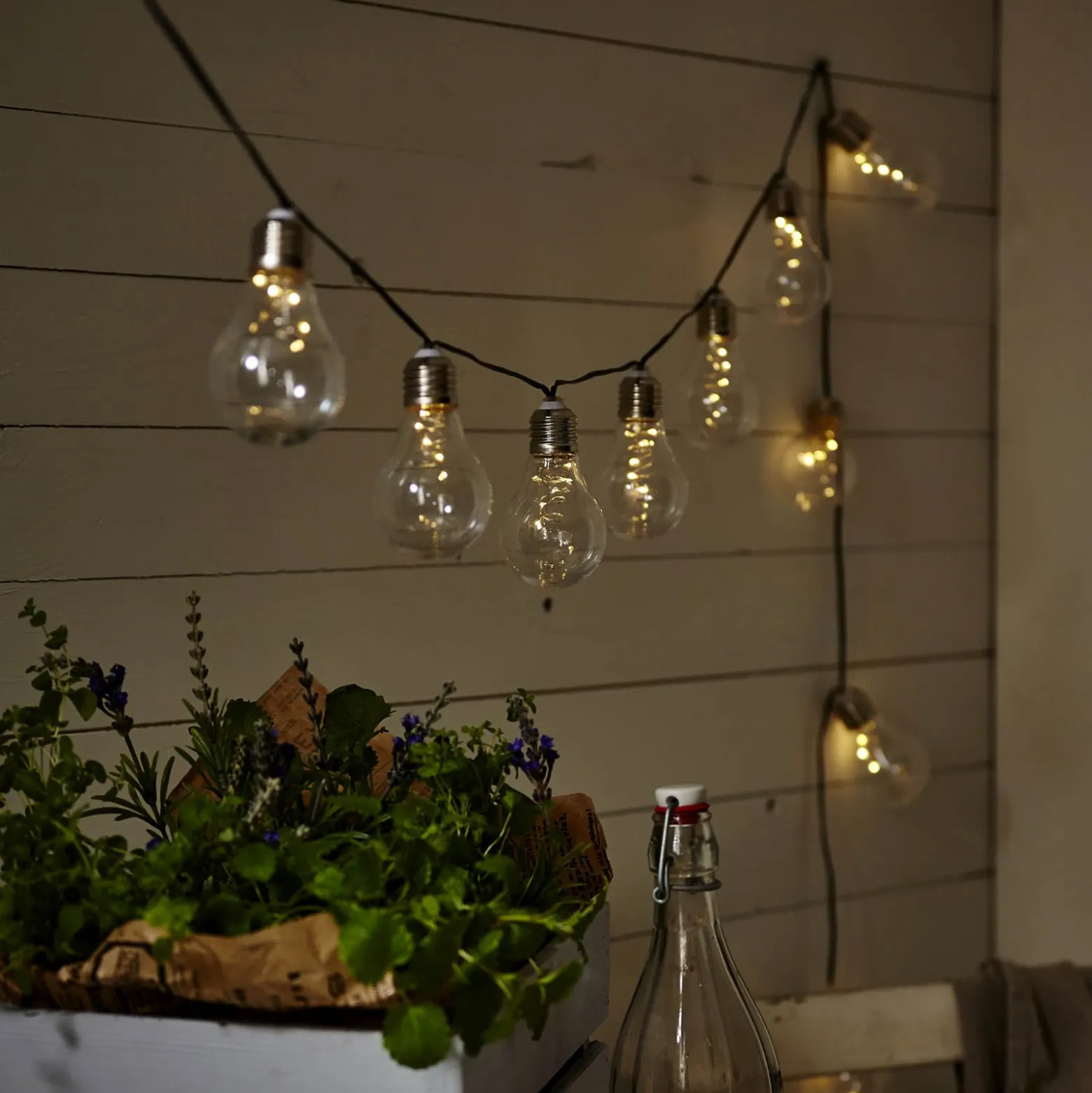 Cadena de luces LED Glow, transparente, blanco cálido, 190 cm de longitud