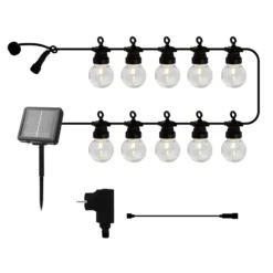 Cadena de luces LED Lucas, kit básico transparente, 10 luces, solar/enchufable