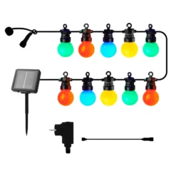 Cadena de luces LED Lucas, kit de inicio multicolor, 10 luces, solar/enchufable