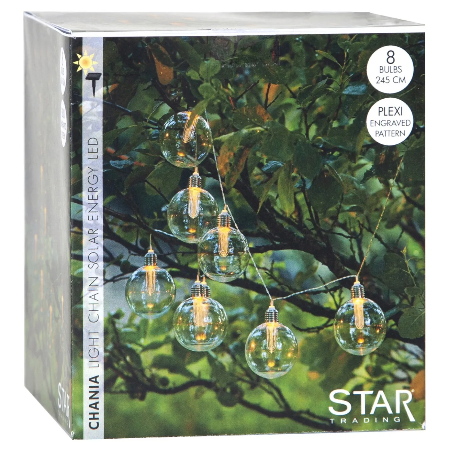 Cadena de luces LED solar Chania, 8 luces