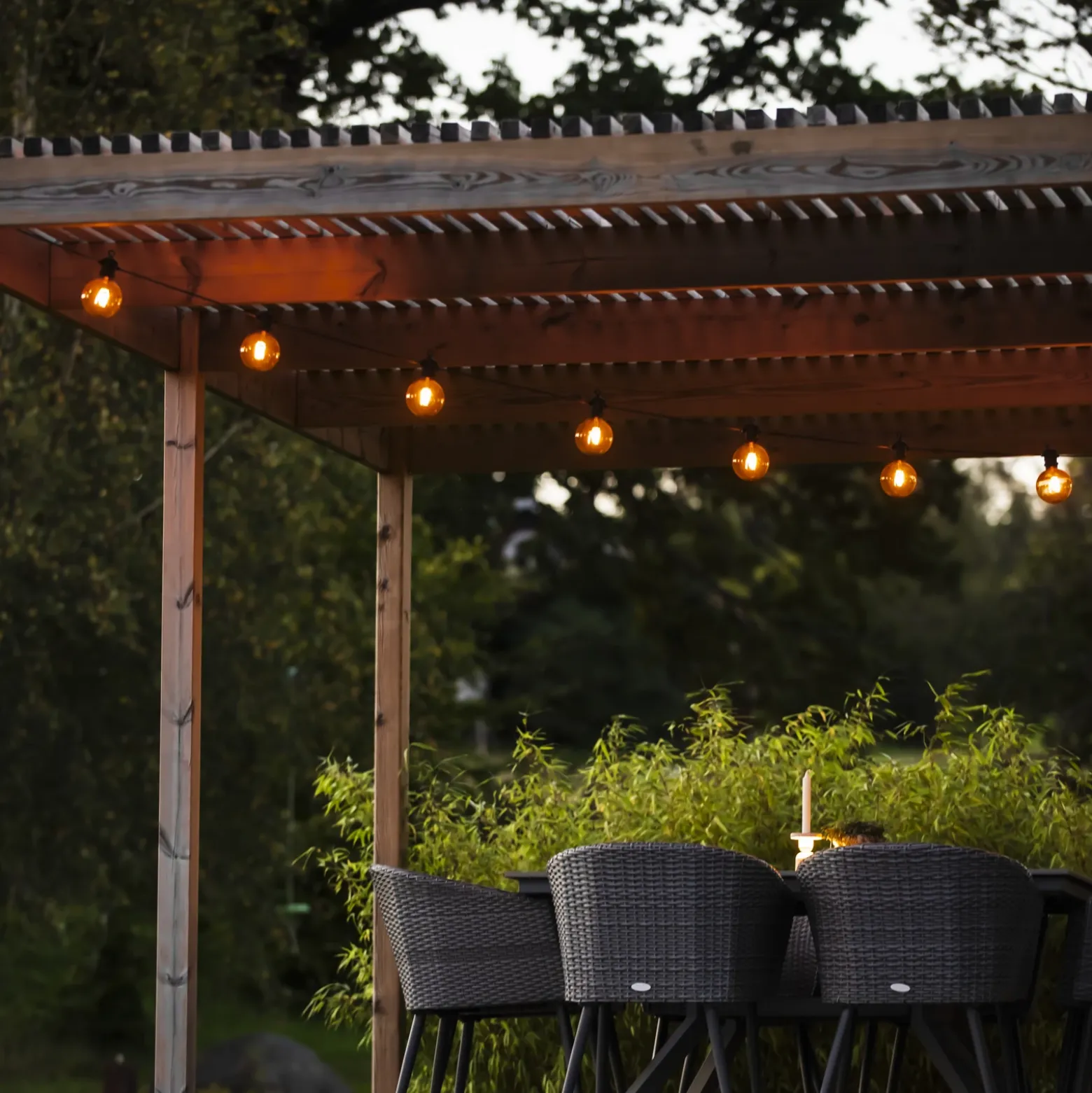 Cadena de luces LED solares para fiestas, 7 W, marrón, IP44, 1800 K