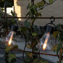 Cadena de luces LED solares para fiestas, 4,2 W, color ámbar, IP44, 1800 K