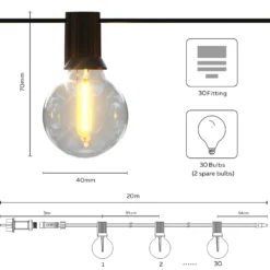 Cadena de luces LED solares Vista de Calex, longitud 20 metros, IP44