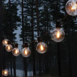 Cadena de luces LED solar para fiestas, 7 W, color ámbar, IP44, 1800 K