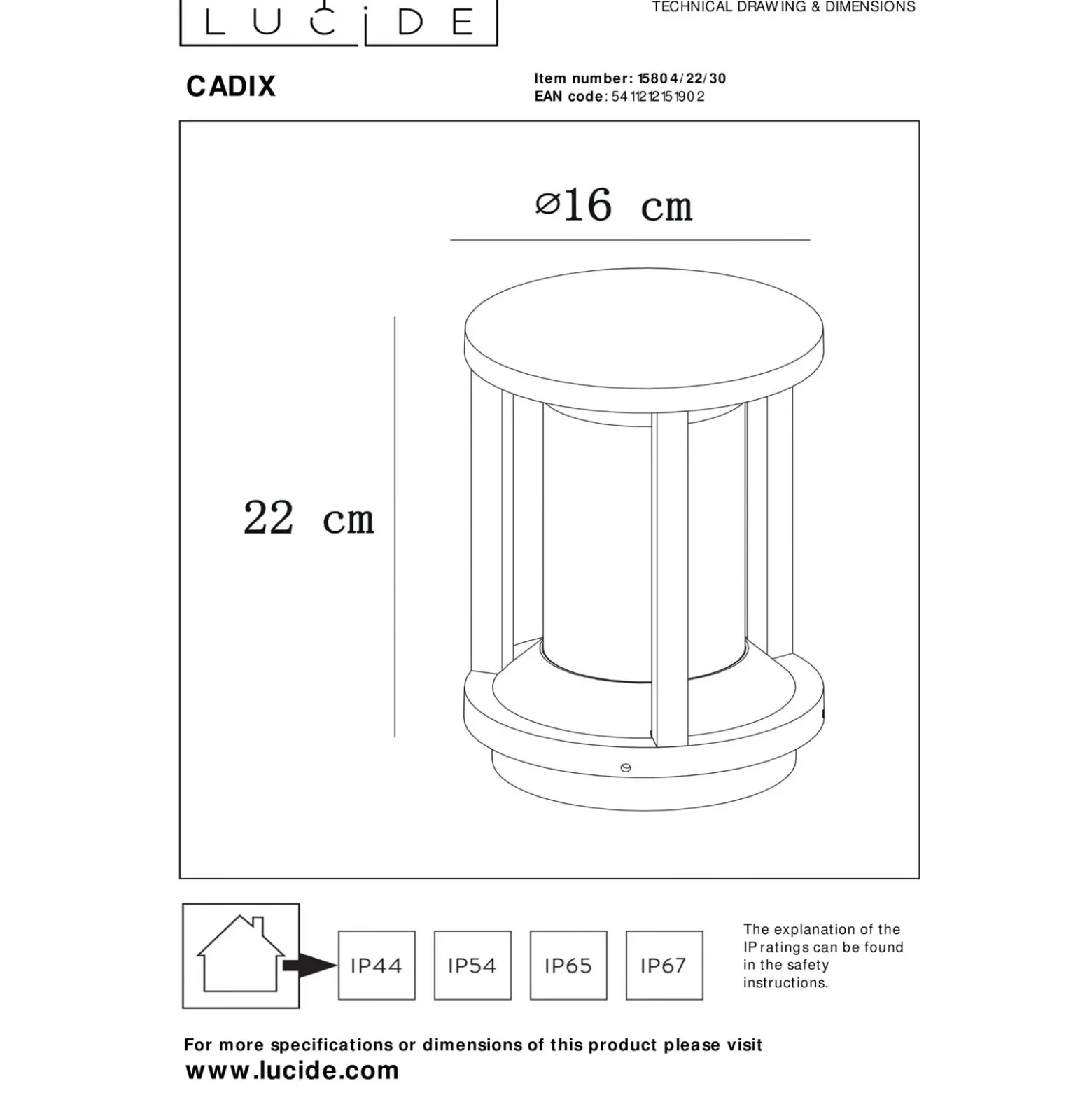 Cadix baliza de aluminio fundido a presión 22cm