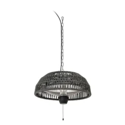Calefactor colgante Lucande Calenza, negro, Ø 50 cm, 1.500 W