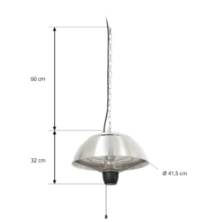 Calefactor colgante Lucande Theriona, plateado, Ø 42 cm, IP24