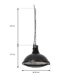 Calefactor colgante Lucande Ormio, negro, Ø 43 cm, IP44