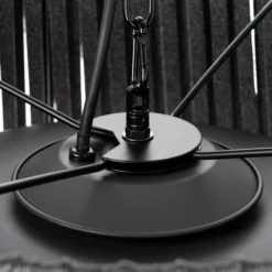 Calefactor colgante Lucande Pyravo, negro, aluminio, Ø 60 cm