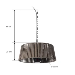 Calentador colgante Lucande Pyravo, marrón, aluminio, Ø 60 cm