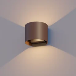 Calex Aplique LED para exterior ovalado, arriba/abajo, altura 10 cm, marrón