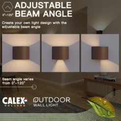 Calex Aplique LED para exterior ovalado, arriba/abajo, altura 10 cm, marrón