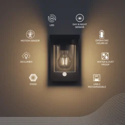 Calex Aplique LED para exterior Asti, sensor, IP44, negro