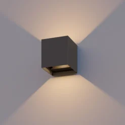 Calex Aplique LED para exterior Cube, arriba/abajo, altura 10 cm, antracita