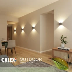 Calex Aplique LED para exterior Cube, arriba/abajo, altura 10 cm, antracita