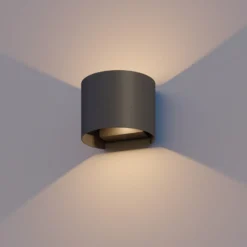 Calex Aplique LED para exterior ovalado, arriba/abajo, altura 10 cm, negro