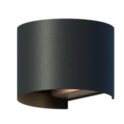 Calex Aplique LED para exterior ovalado, arriba/abajo, altura 10 cm, negro