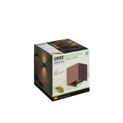 Calex Aplique LED para exterior Cube, arriba/abajo, altura 10 cm, marrón óxido
